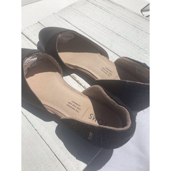 TOMS Jutti d'Orsay Black Flat, Slip On Women's Shoes Sz 7 EU 37.5 EUC Glitter - Picture 3 of 16